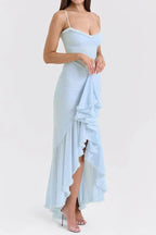 Apricot Ruffled Front Gown - View 28 | WEUXS