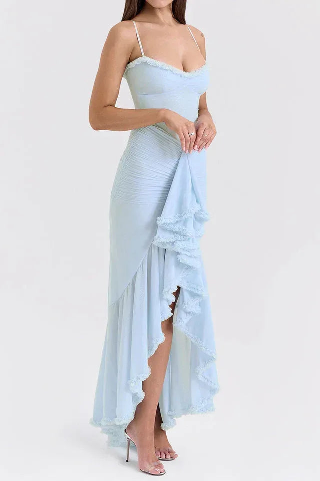 Apricot Ruffled Front Gown - View 28 | WEUXS