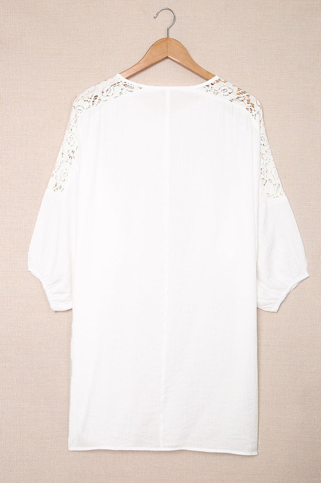 Spliced Lace Three-Quarter Sleeve Cover Up | Dress In Beauty