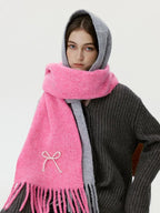 Wool Blend Pearl Bow Scarf - WEUXS
