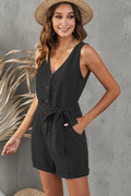 Front Tie Knot Solid Romper | Dress In Beauty