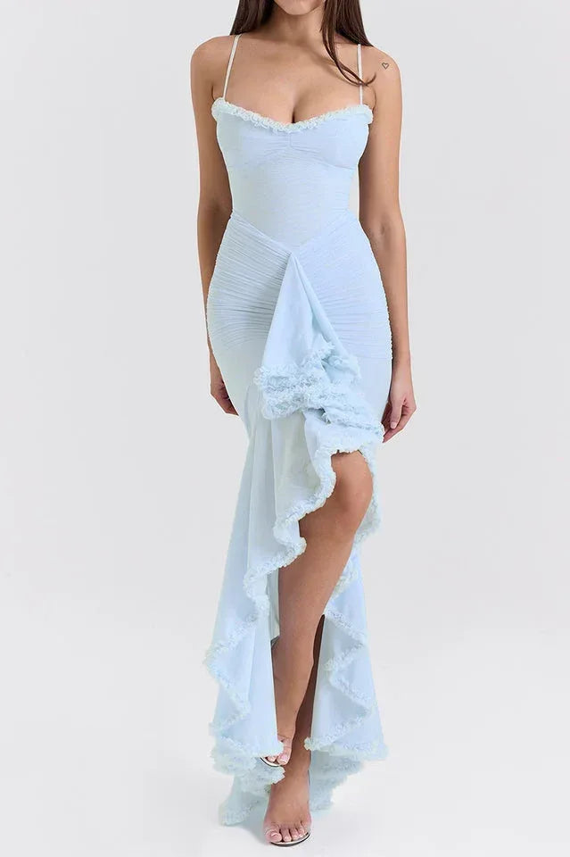 Apricot Ruffled Front Gown - View 27 | WEUXS