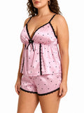Satin Pajama Set with Lace Trim