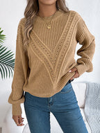 White Pointelle Knit Sweater - WEUXS