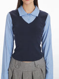 Preppy Faux Two-Piece Layered Top - View 6 | WEUXS
