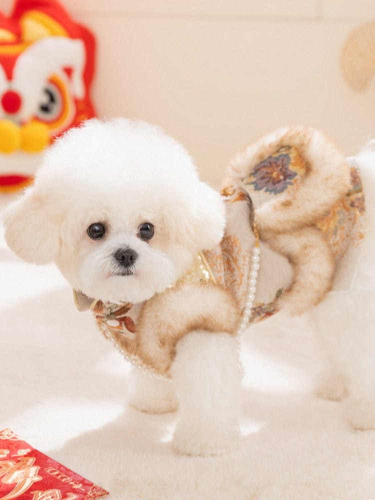 Floral brocade dog dress coat - View 6 | WEUXS