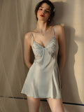 French Princess | Dot Mesh & Lace Satin Robe Set - WEUXS