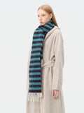 Striped wool blend scarf with fringe - View 8 | WEUXS