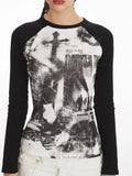 Y2K Grunge Aesthetic Graphic Raglan Tee - WEUXS
