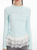 Graphic Rhinestone Long Sleeve Top - View 6 | WEUXS