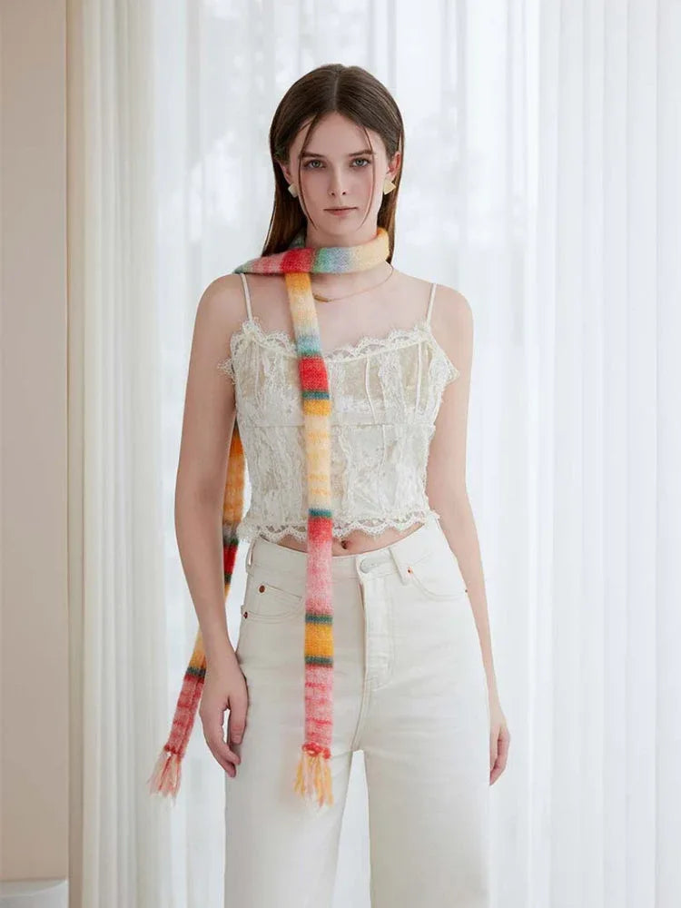 Y2K Gradient Skinny Scarf - View 10 | WEUXS