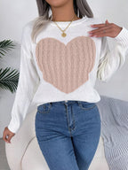 Cable knit sweater with heart design - View 9 | WEUXS