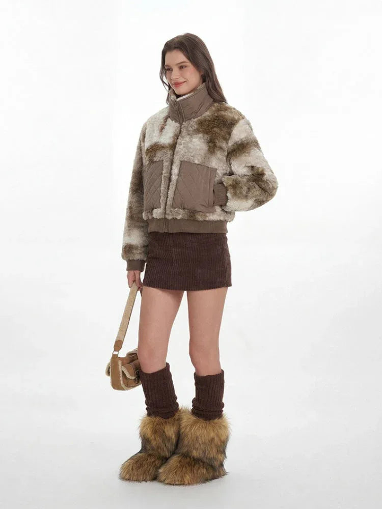 Abstract Camo Sherpa Fleece Bomber Jacket Secondary image