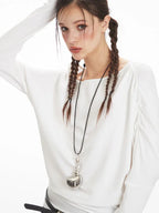 Batwing sleeve top with boat neckline - View 6 | WEUXS