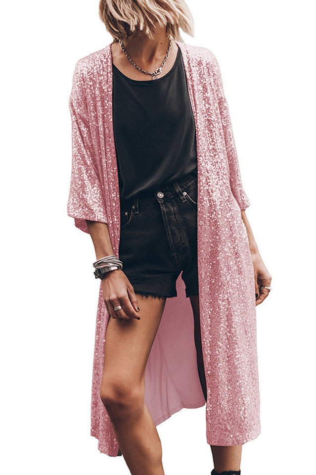 Sequin Open Front Duster Cardigan | Dress In Beauty