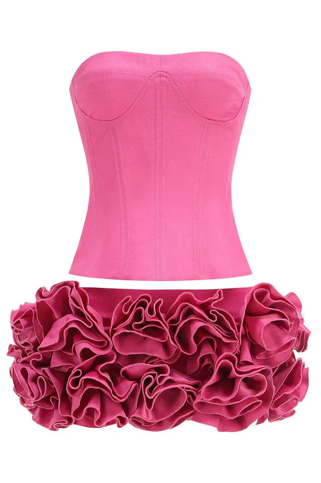 Elegant strapless rosette mini dress - View 32 | WEUXS