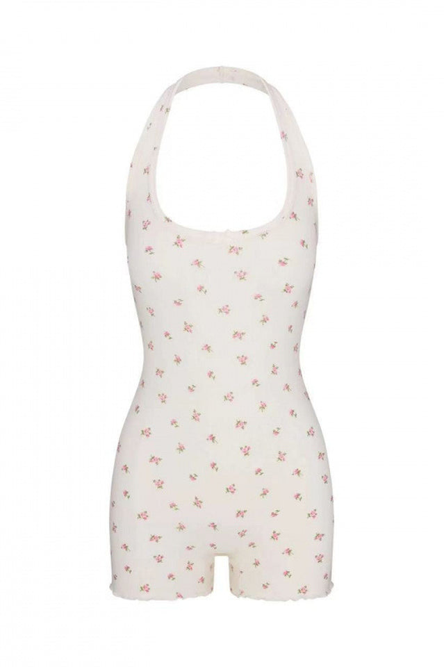 SKIMS Logo Pointelle Halter Onesie | Dress In Beauty