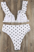Polka Dot High Waist Ruffle Bikini - Dress In Beauty