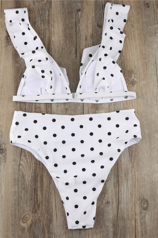 Polka Dot High Waist Ruffle Bikini - Dress In Beauty