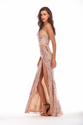 Shining Sequin Highly Split Maxi Dress - Dress In Beauty