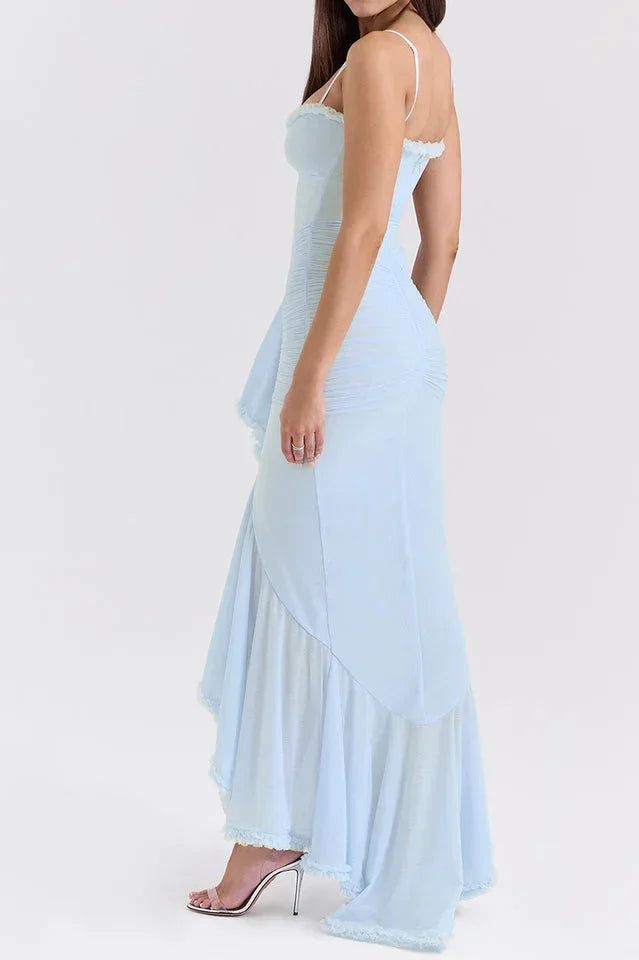 Apricot Ruffled Front Gown - View 29 | WEUXS