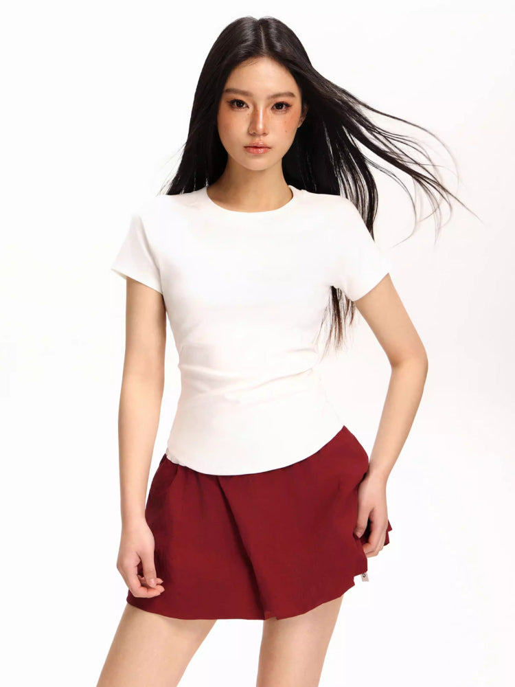 Women's ruched waist slim fit knit top - View 8 | WEUXS