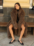Elegant Pure Color Faux Fur Long Coat - WEUXS