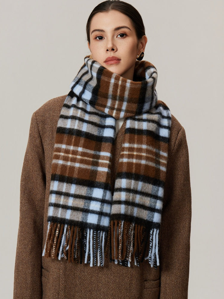 100% Lambswool Plaid Scarf
