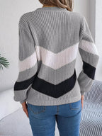 Color Block Chevron Knit Sweater - View 8 | WEUXS