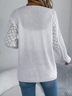 Orange Pointelle Knit Cardigan - WEUXS