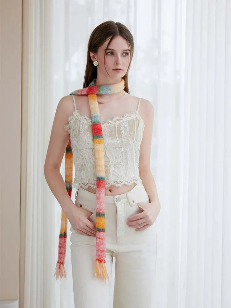 Y2K Gradient Skinny Scarf - WEUXS