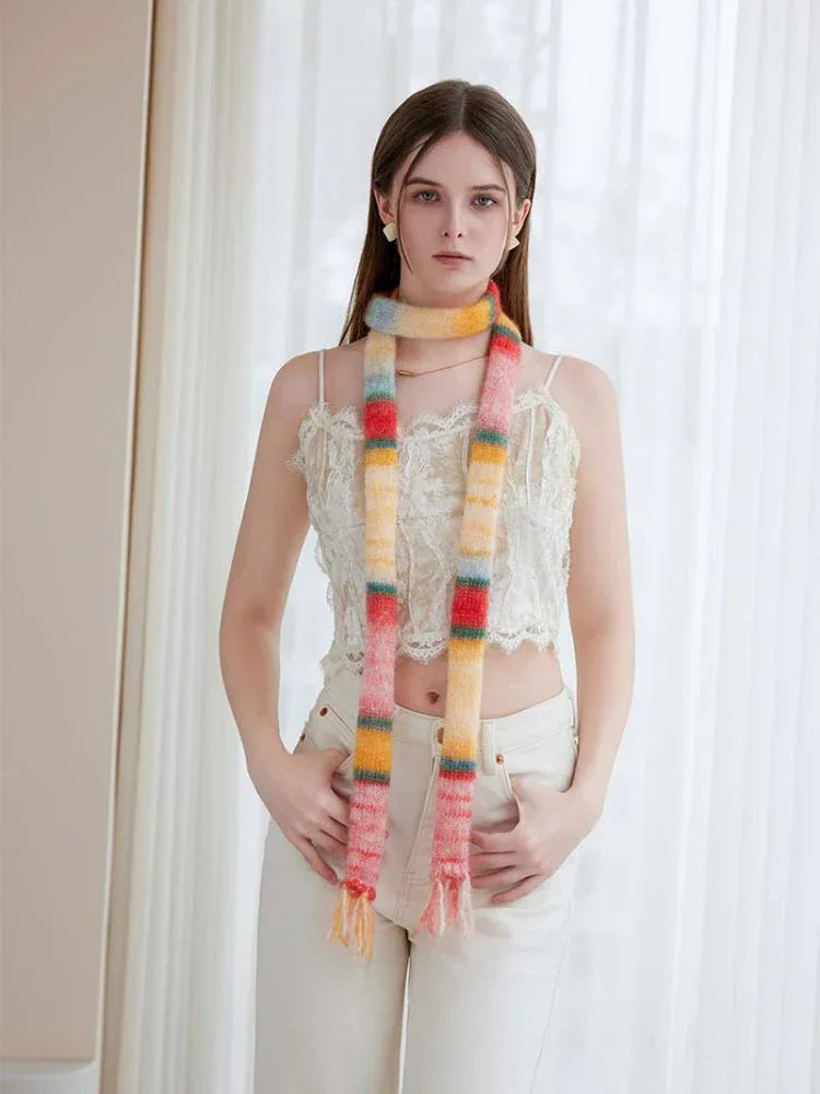Y2K Gradient Skinny Scarf - WEUXS