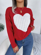 Cable knit sweater with heart design - View 13 | WEUXS
