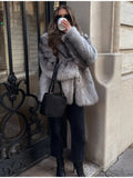 Opulent Silver Fox Style Faux Fur Coat - WEUXS