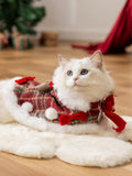 Red Plaid Christmas Pet Cape with Leash Ring - View 6 | WEUXS