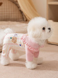 Striped pet jumpsuit with ruffled collar - View 6 | WEUXS