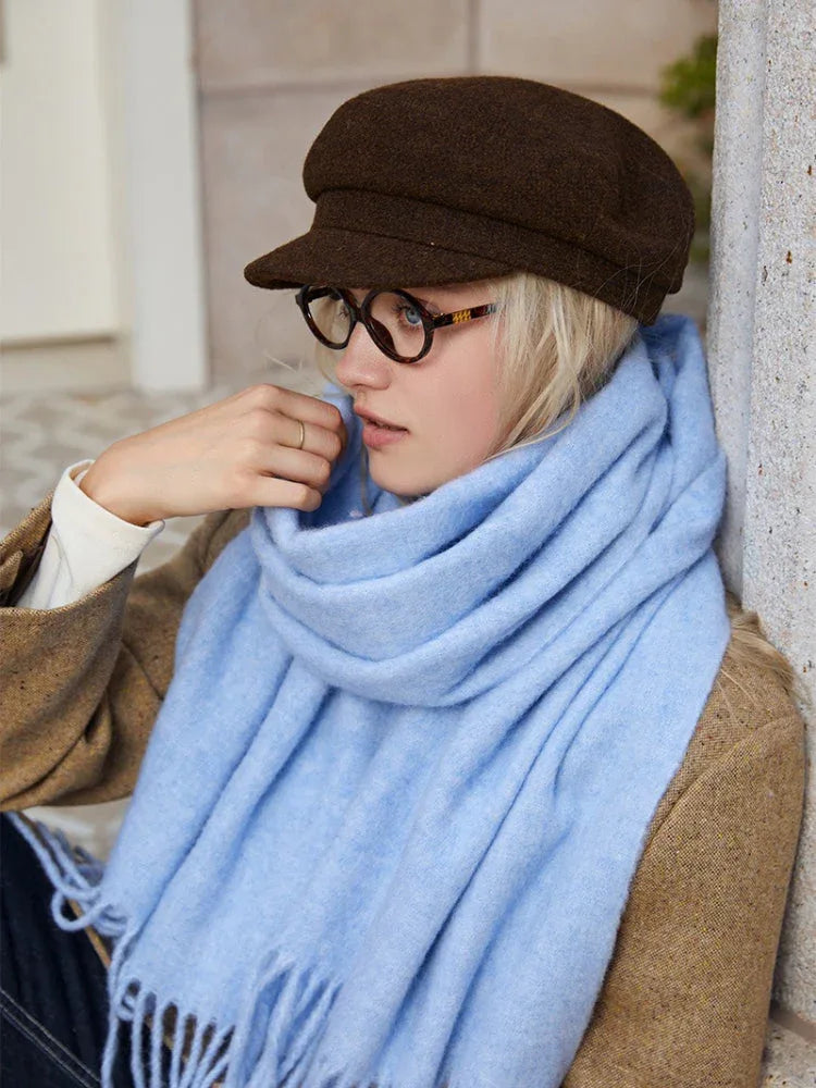 Heathered wool blend scarf with fringe detail - View 6 | WEUXS