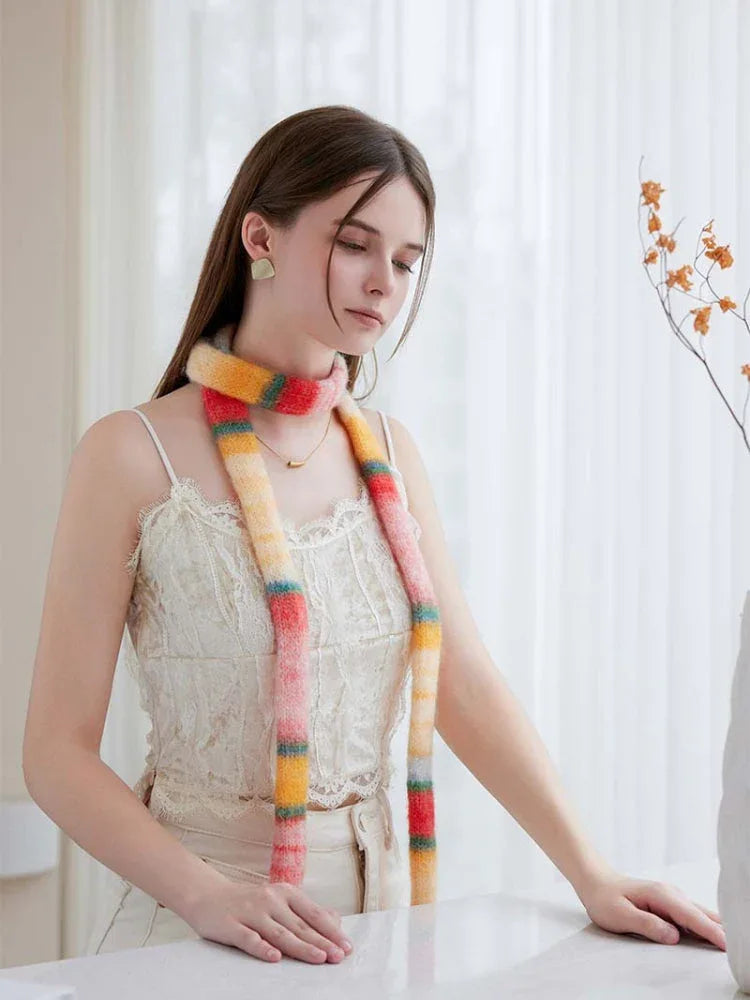 Y2K Gradient Skinny Scarf - View 12 | WEUXS