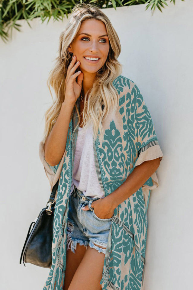 Seaside Resort Cardigan Printed Pompom Kimono | Dress In Beauty