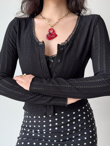 Pointelle Knit Cardigan and Cami Set