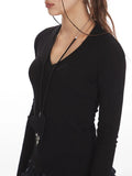 V-neck long sleeve top - View 6 | WEUXS