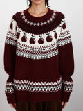 Fair Isle Crewneck Sweater with Apple Motif - View 6 | WEUXS
