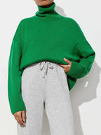 Oversized High Neck Knit Sweater - View 23 | WEUXS
