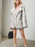 Opulent Silver-Tipped Faux Fur Mid-Length Coat - WEUXS