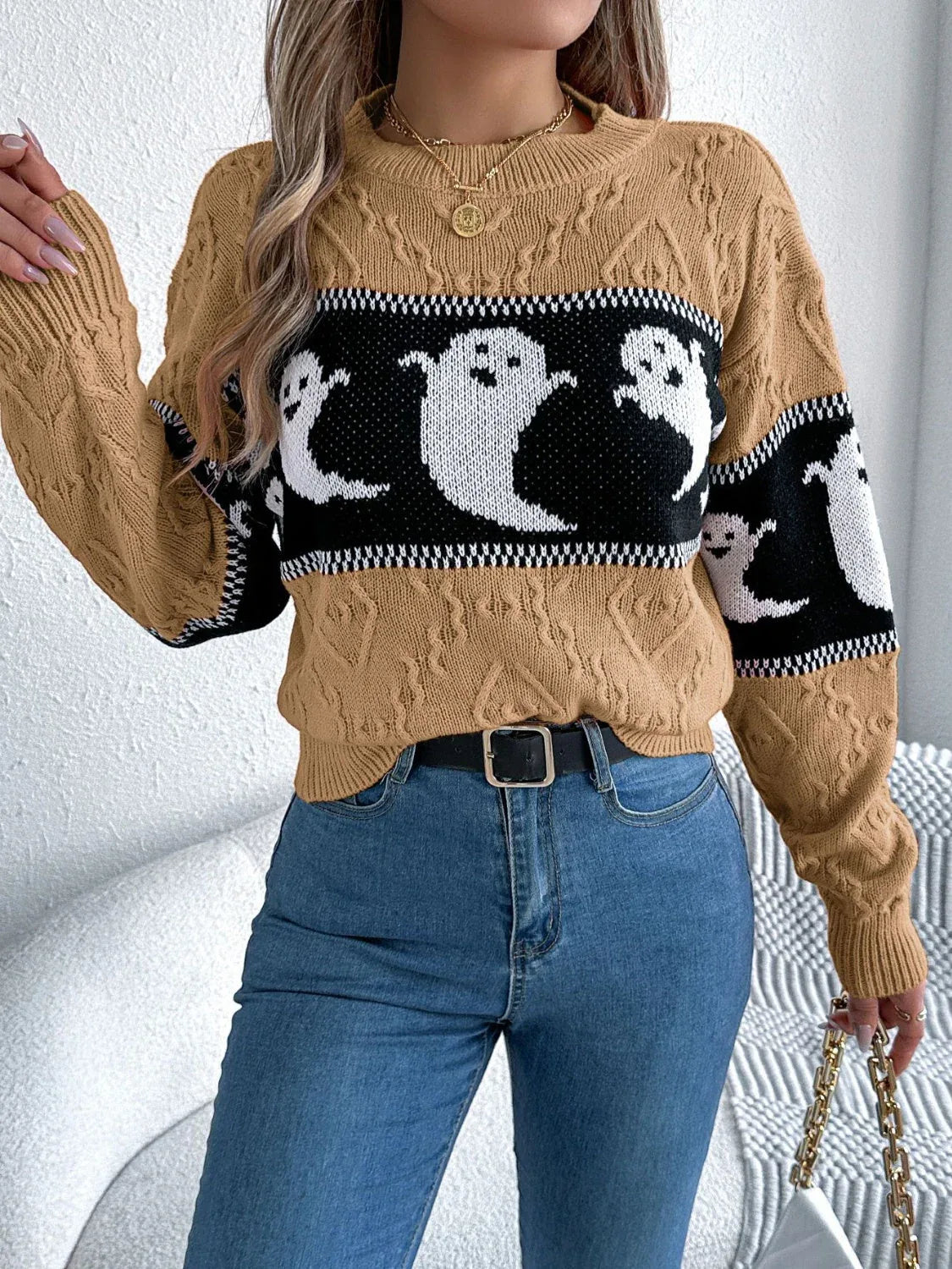 Ghost Cable Knit Sweater - View 16 | WEUXS
