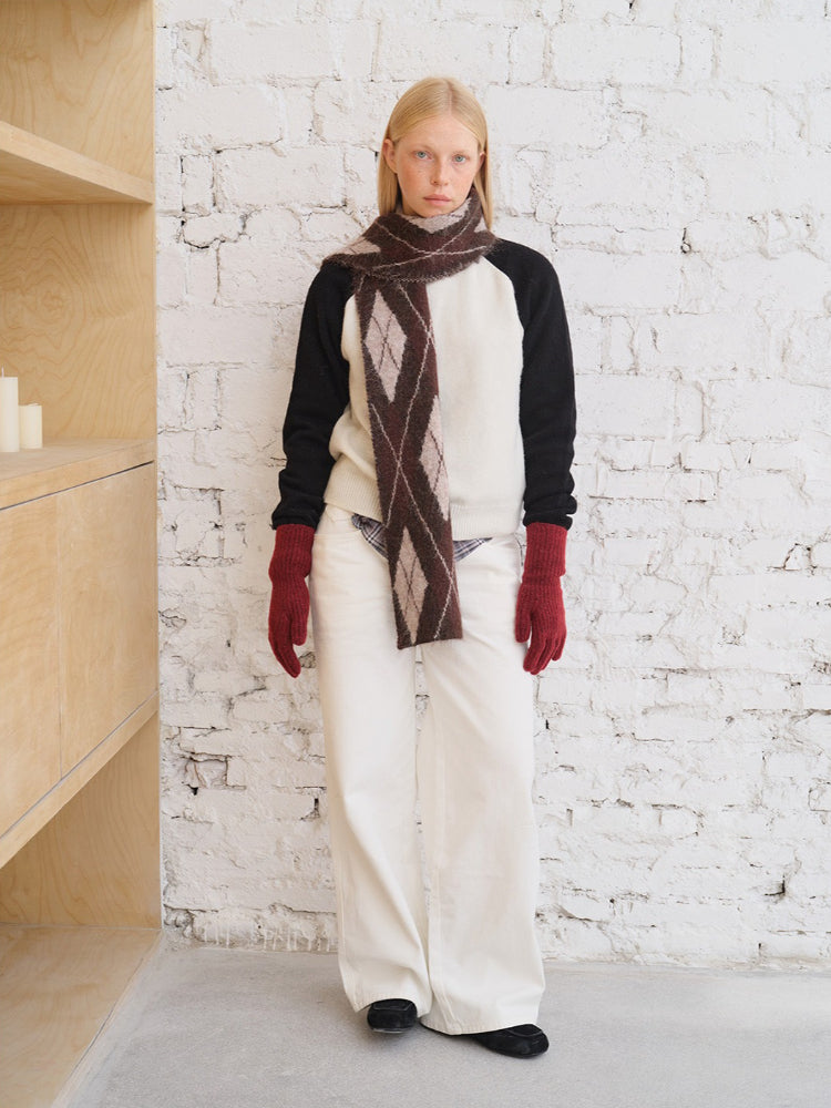 Argyle Knit Neck Warmer | Warm Wool Blend Accessory Secondary image