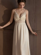 Satin lace robe and slip dress set - View 12 | WEUXS
