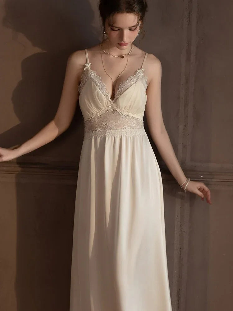 Satin lace robe and slip dress set - View 12 | WEUXS