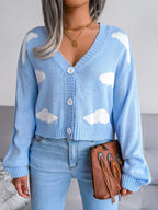 Daydream Sky Cloud Print Knit Cardigan - WEUXS