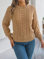 Women's Rust Cable Knit Sweater - WEUXS